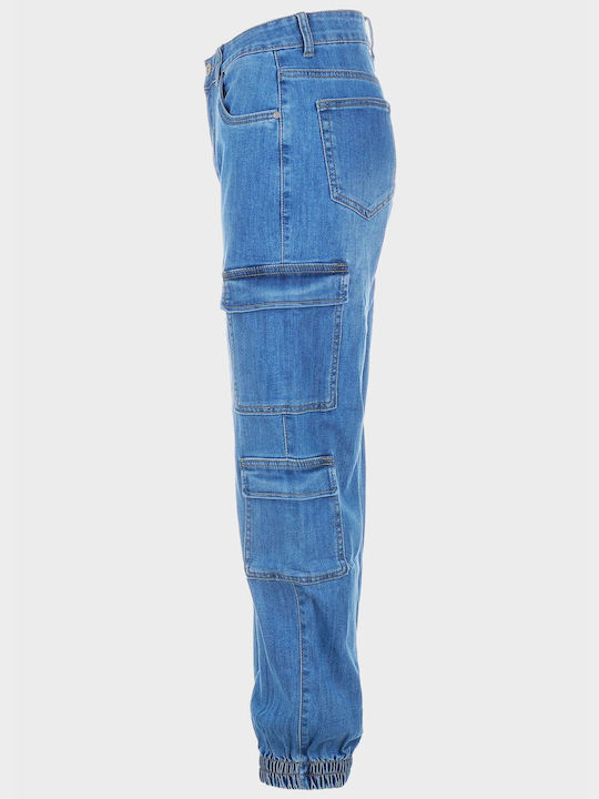 G Secret Femei Tesatura Pantaloni Cargo cu Elastic Albastru