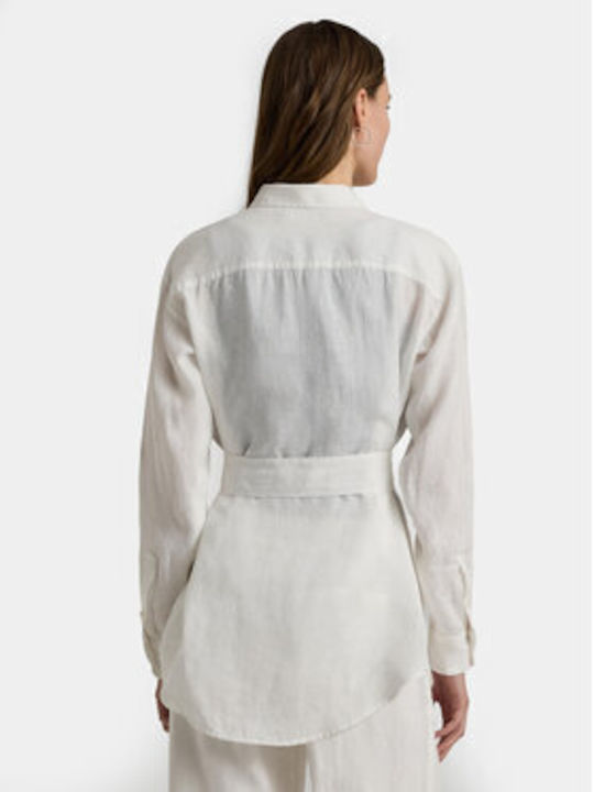 Ralph Lauren Langärmelig Damen Hemd Weiß