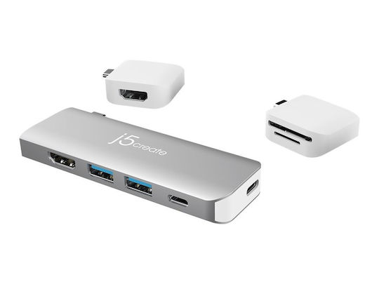 J5create Ultradrive Kit USB-C Докинг станция с HDMI 4K PD Сребрист