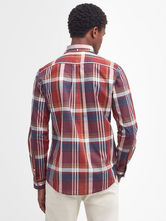 Barbour Men's Shirt Long Sleeve Checked Red