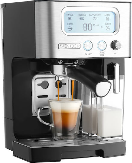 Sencor Μηχανή Espresso 1450W Πίεσης 15bar Ασημί SES 4090SS