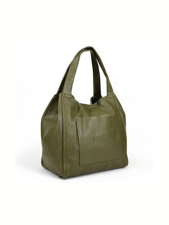 Leather Women's Shopper Bag Khaki