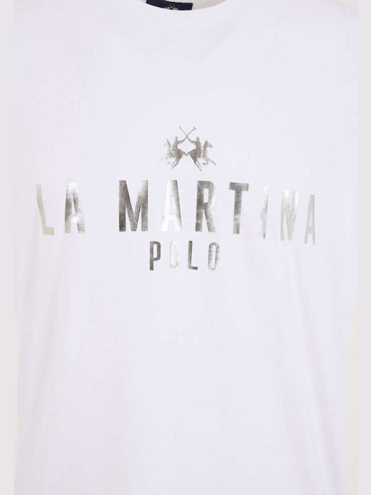 La Martina T-shirt Bărbătesc cu Mânecă Scurtă Alb optic