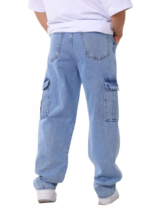 Life Style Butiken Pantaloni de Bărbați din Jean în Linie Baggy Albastru