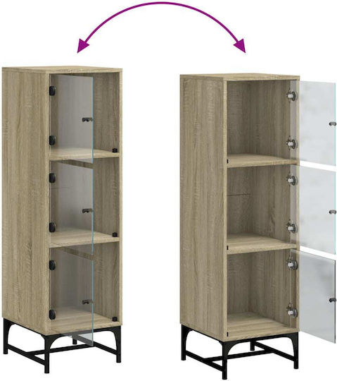 Vitrină Suspendată pentru Sufragerie din Placă Aglomerată Bej cu Geam 35x37x120 cm