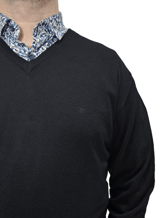 Pre End Men's Long Sleeve Sweater with V-Neck Black