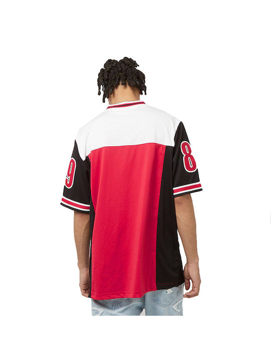 Karl Kani Herren Kurzarmshirt mit V-Ausschnitt Red/Black/White