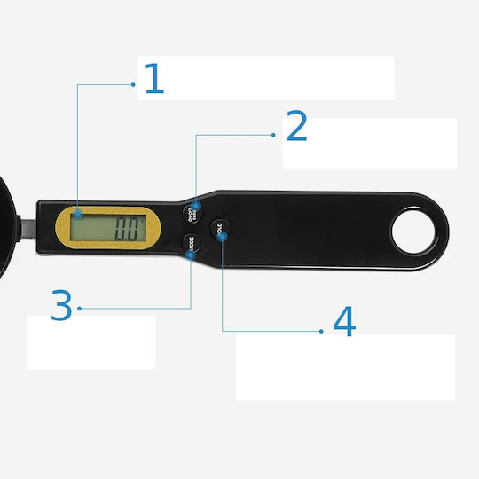Ψηφιακή Ζυγαριά Κουζίνας Κουτάλι έως 0.5kg Μαύρη