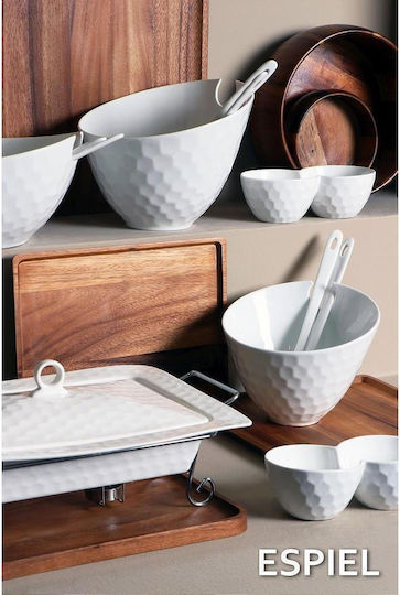 Espiel Porcelain Dessert Divided Serving Plate with 2 Slots White