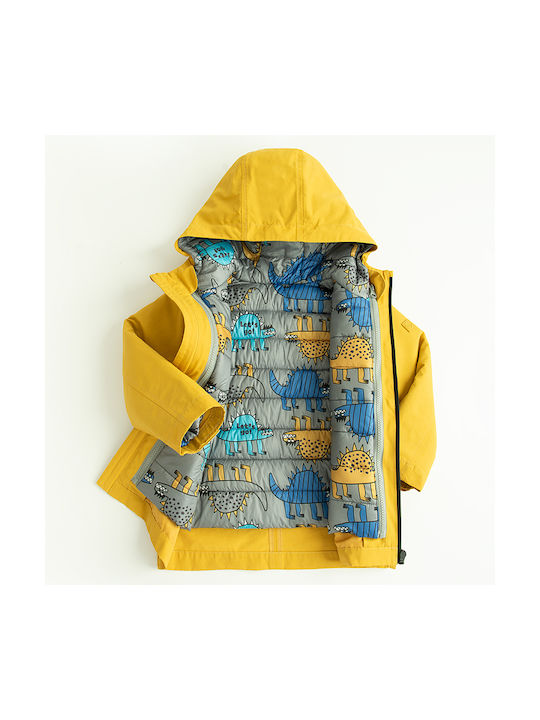 Cool Club Kids Casual Jacket Windproof with Hood Yellow and Grey