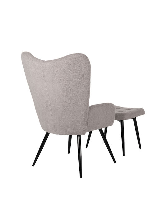 Armchair with Footstool Gray 70x74x105cm