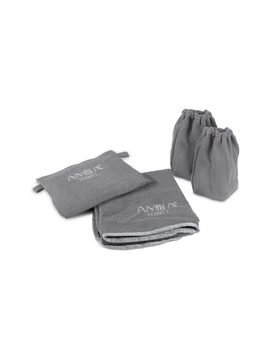 AMILA Reformer Towel Pro Yoga Gym Towel with Carrying Case Gray 58x70cm