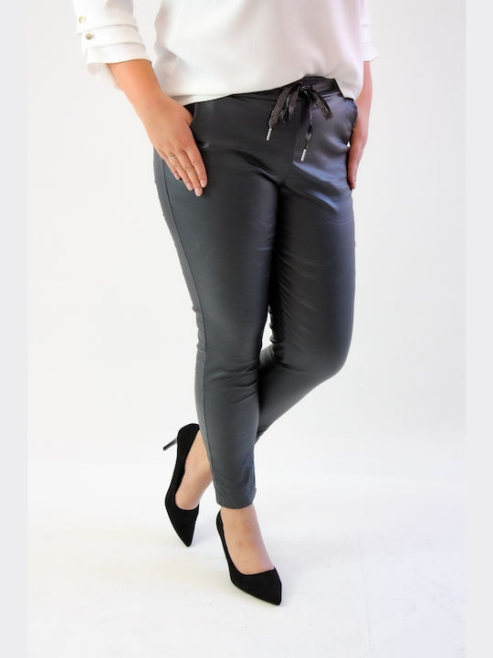 Brak Women's Leather Trousers with Elastic Gray