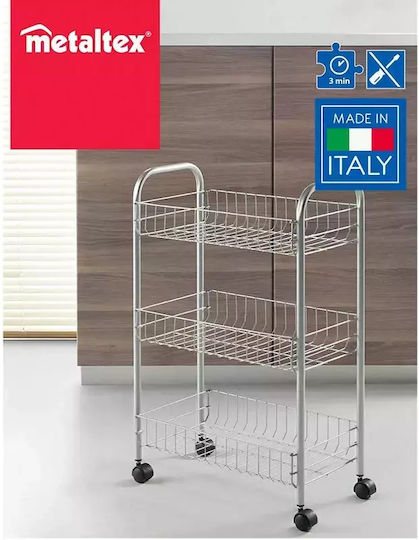 Metaltex Lugano Кухненско Тролей Металик 3 Позиции Сребрист 41x26x64см