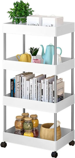 Plastic Kitchen Rack 4 Tiers White 40x12x86cm