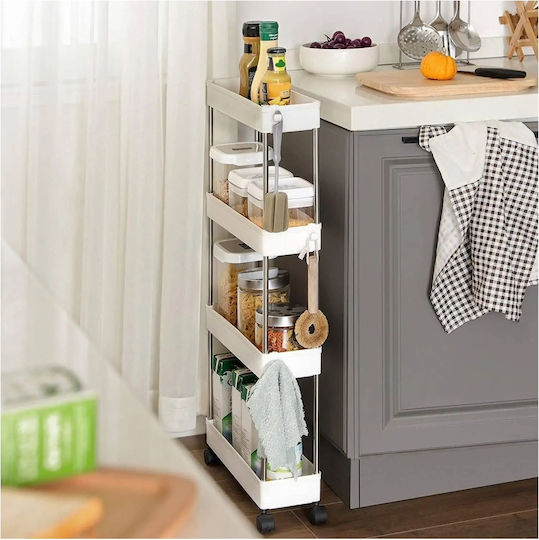 Plastic Kitchen Rack 4 Tiers White 40x12x86cm