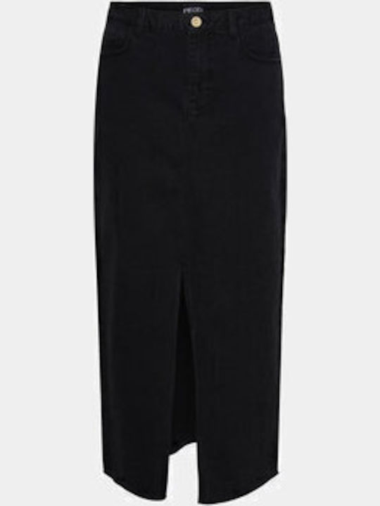 Denim Maxi Fustă Neagră