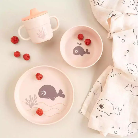 Done by Deer Feeding Set Wally made of Plastic with Non-Slip Base Pink 3pcs