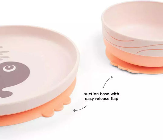 Done by Deer Feeding Set Wally made of Plastic with Non-Slip Base Pink 3pcs