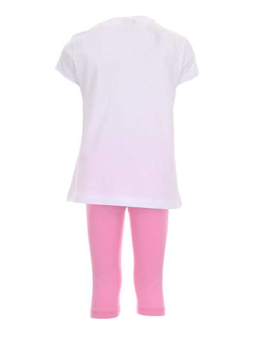 Trax Kids Set with Leggings Summer 2pcs White- Pink