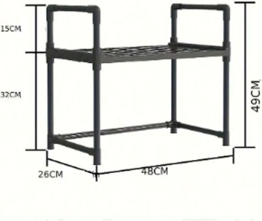 Metallische Basis für Mikrowelle 48x26x49cm Schwarze