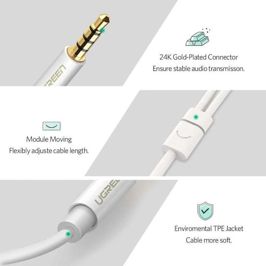 Ugreen Audio Cable TRRS 3.5mm Male - 2x 3.5mm Female White 0.2m 10789