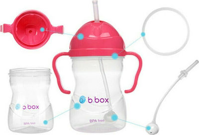 B.Box Sippy Toddler Plastic Cup with Handles and Straw 240ml for 6m+ Red