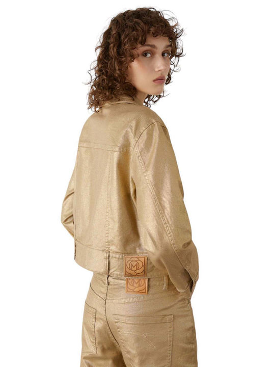 Marella Women's Short Jean Jacket for Spring or Autumn Gold