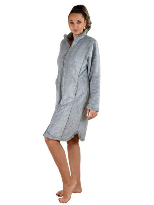 Secret Point Winter Damen Vlies Robe Gray