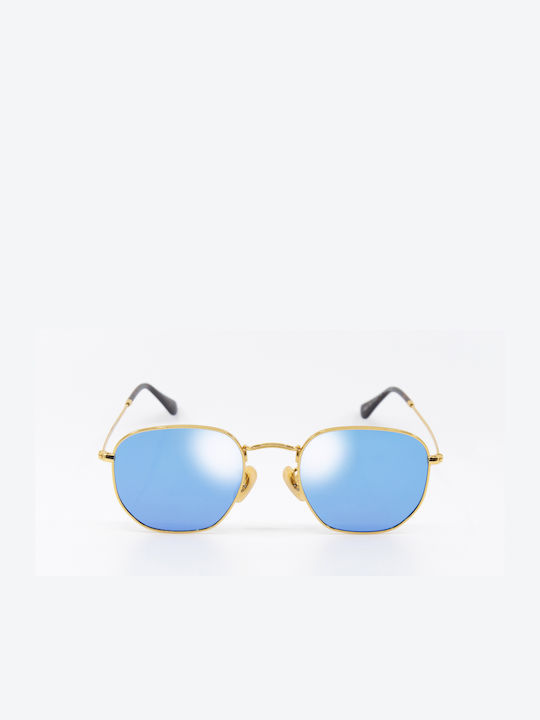 Monte Como Sunglasses with Gold Metal Frame and Blue Mirror Lens 17033 C03