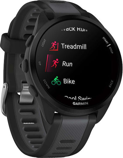 Garmin Forerunner 165 43mm Waterproof Smartwatch with Heart Rate Monitor (Black/Slate Gray)