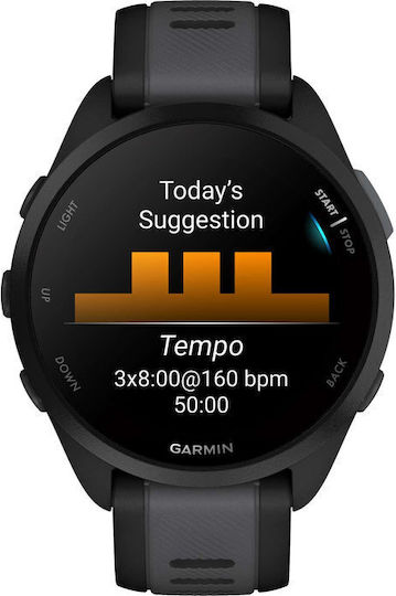 Garmin Forerunner 165 43mm Waterproof Smartwatch with Heart Rate Monitor (Black/Slate Gray)