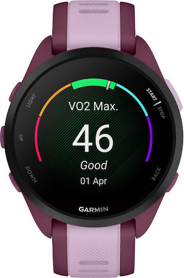 Garmin Forerunner 165 Music 43mm Wasserdicht Smartwatch mit Pulsmesser (Berry/Lilac)
