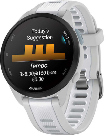 Garmin Forerunner 165 Music 43mm Wasserdicht Smartwatch mit Pulsmesser (Mist Gray/Whitestone)