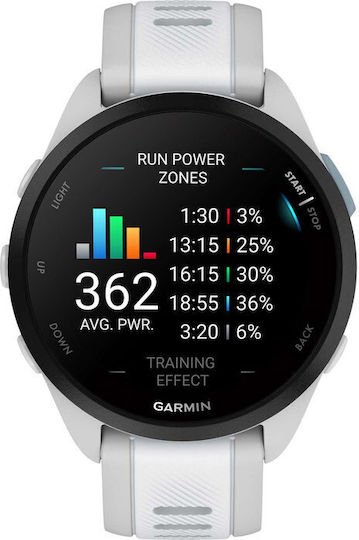 Garmin Forerunner 165 Music 43mm Wasserdicht Smartwatch mit Pulsmesser (Mist Gray/Whitestone)