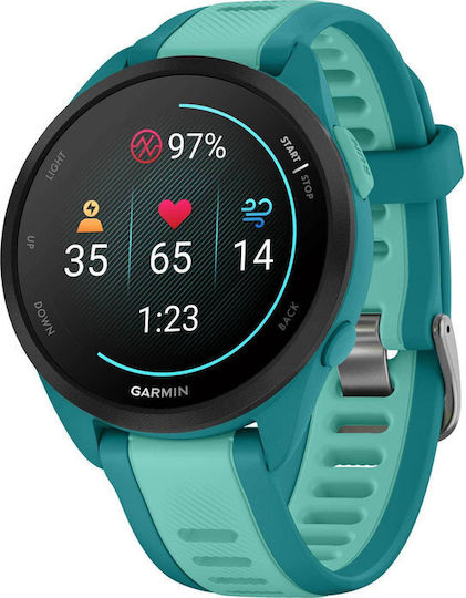 Garmin Forerunner 165 Music 43mm Αδιάβροχο Smartwatch με Παλμογράφο (Turquoise/Aqua)