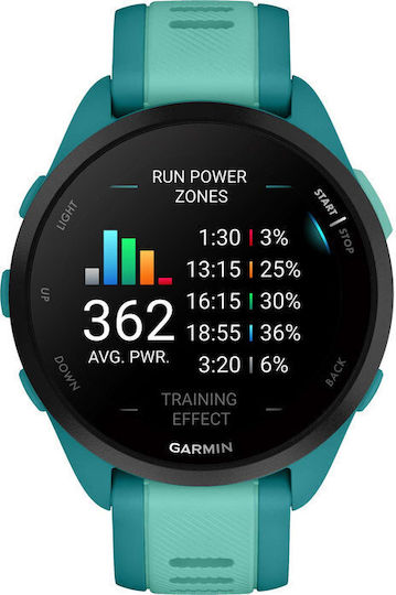 Garmin Forerunner 165 Music 43mm Αδιάβροχο Smartwatch με Παλμογράφο (Turquoise/Aqua)