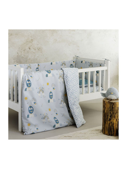 Nima Cotton Baby Quilt 100x140cm Light Blue