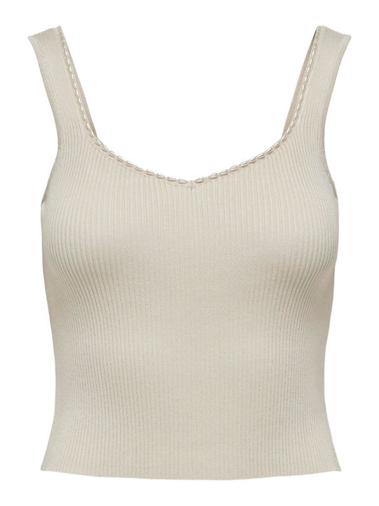 Only Damen Crop Top Ärmellos Beige