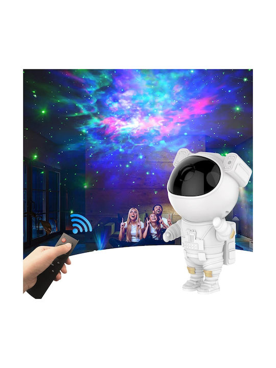 Octopus Led Παιδικό Φωτιστικό Projector Αστροναύτης με Προβολή Αστεριών Λευκό