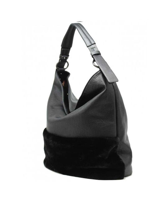 Chic Leder Damen Tasche Schulter Schwarz