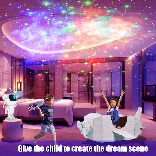 Octopus Led Παιδικό Φωτιστικό Projector Αστροναύτης με Προβολή Αστεριών Λευκό