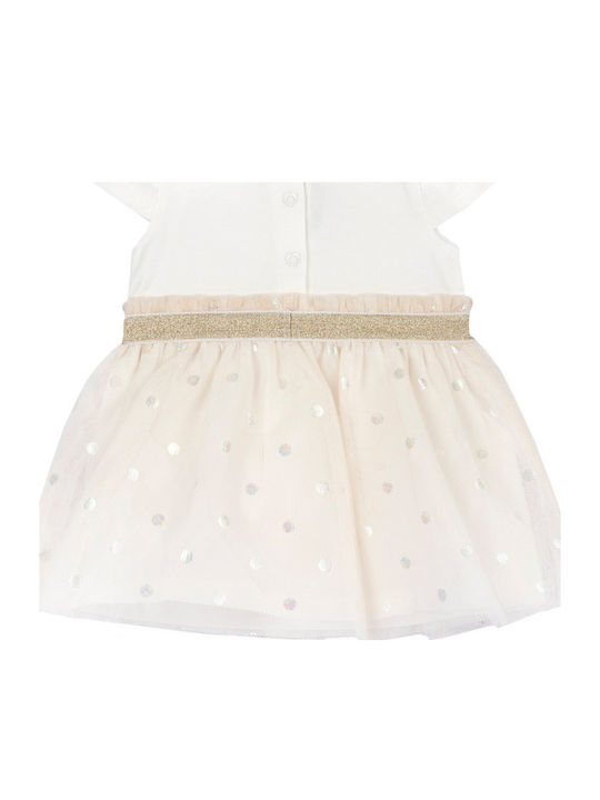 Children's Dress Tulle Polka Dot Ecru