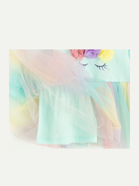 Girls Dress Long Sleeve Tulle Floral Multicolour