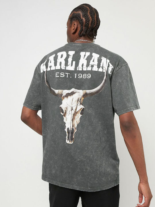 Karl Kani Small Signature Washed Ανδρικό T-shirt Κοντομάνικο Ανθρακί