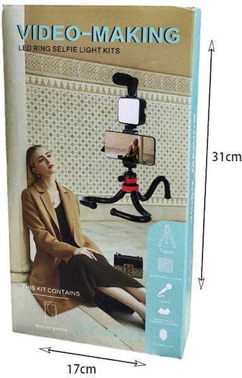 Selfie-Stick Handy-Stative Bluetooth mit Aufhelllicht Schwarz