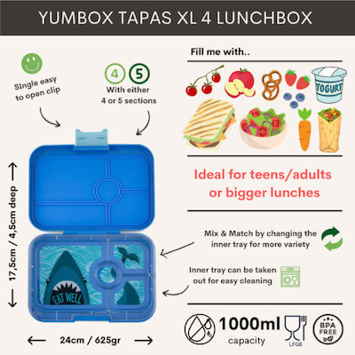 Yumbox Plastik Kinder Lebensmittelbehälter Blau