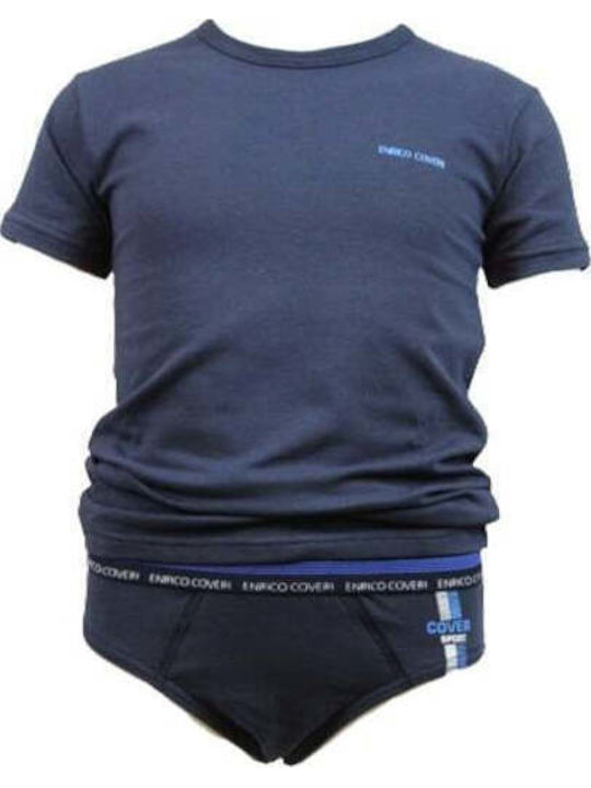 Enrico Coveri Kinder-Set Slip mit Unterhemd Blue 2Stück