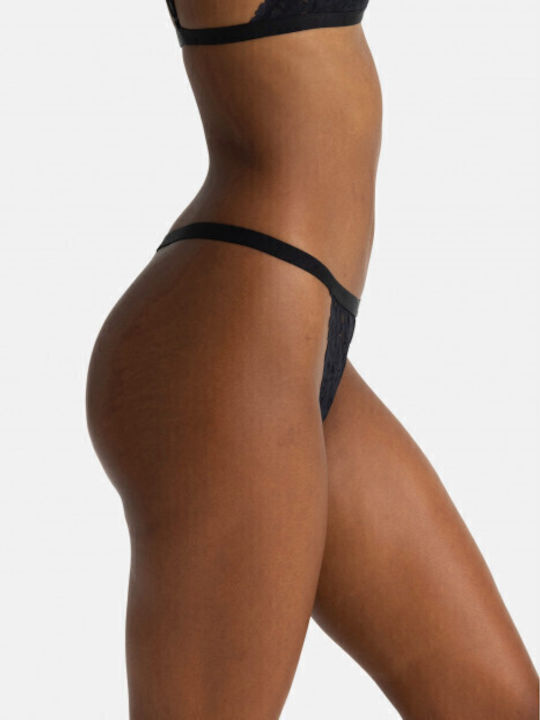 Γυναικεία String 2Pack με Δαντέλα Black/Lilac