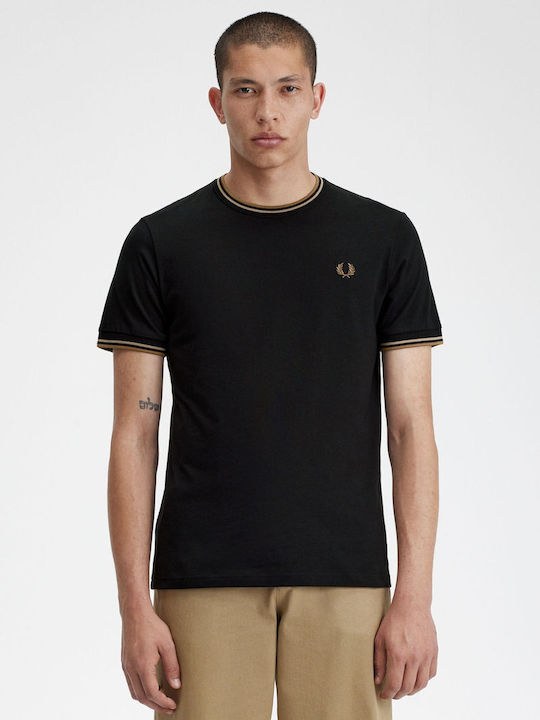 Fred Perry T-shirt Bărbătesc cu Mânecă Scurtă BLACK